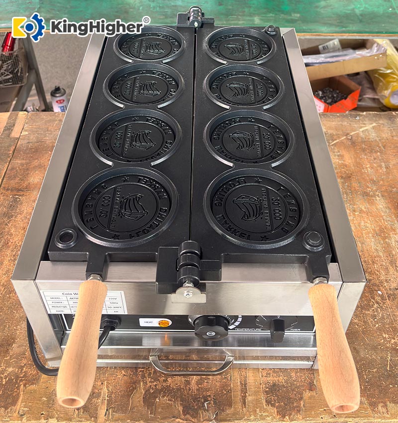 Custom Coin Waffle Maker Machine with logo mold for Indonesia