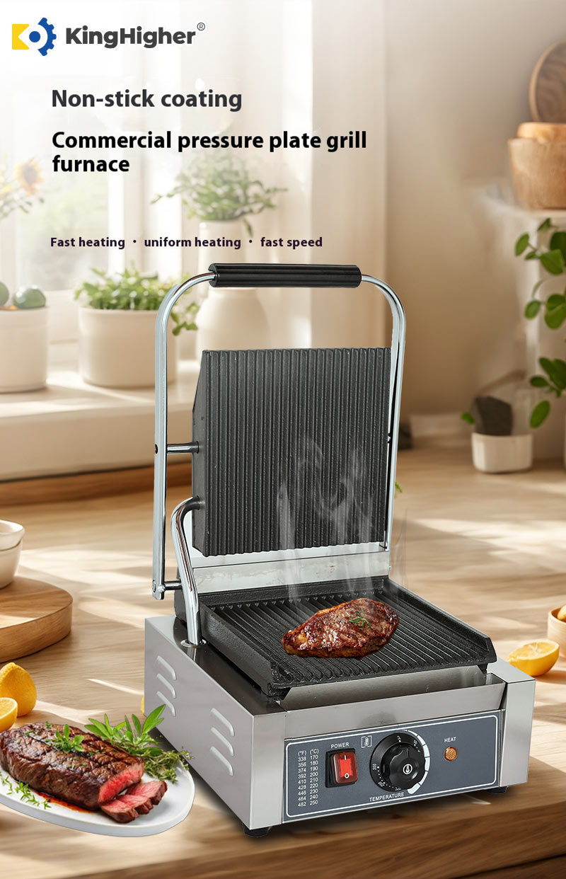 Commercial Ribbed Grill Cooking Juicy Beef Steak