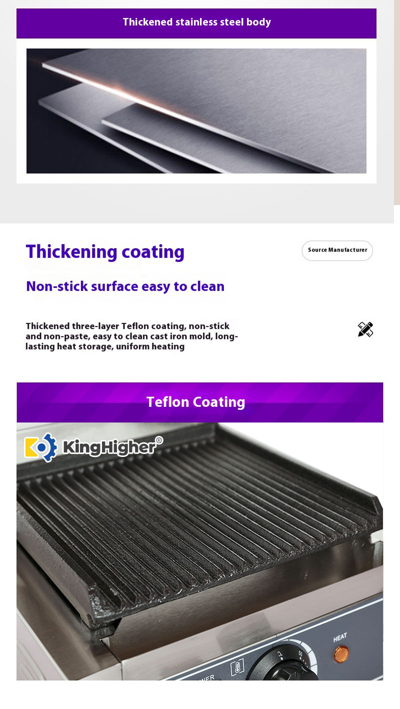 Brushed Steel and Ribbed Cast Iron Grill Plate