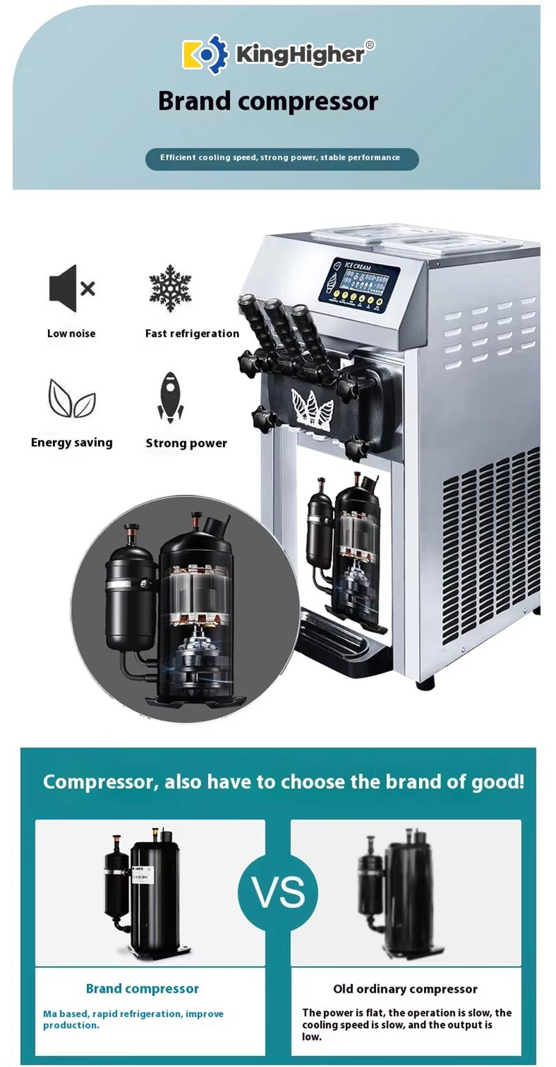 Brand compressor comparison vs ordinary compressor in ice cream machine