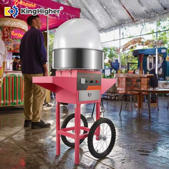 Commercial cotton candy machine with cart used in amusement park