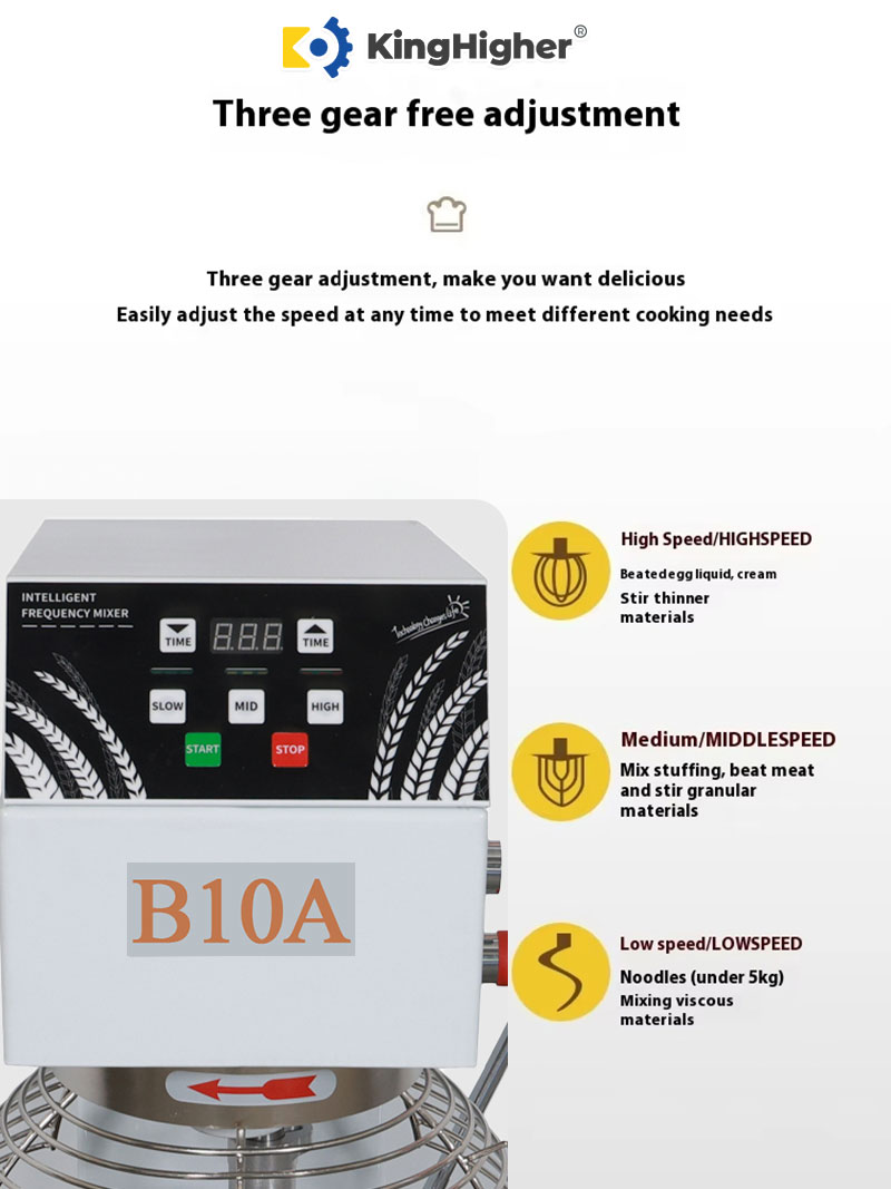 Three-speed Commercial Mixer for Cream, Meat, Noodles – Speed Adjustment Panel