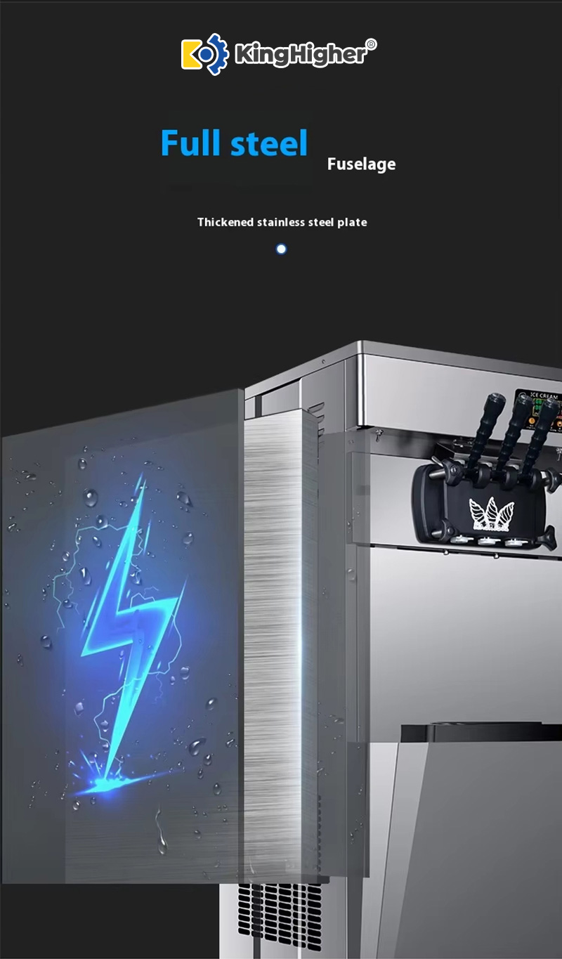 KingHigher soft serve machine thickened stainless steel fuselage detail