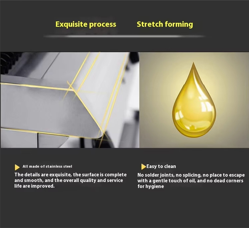 grill surface design showing stretch forming and easy clean features