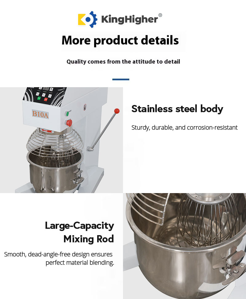 Commercial mixer with stainless steel body, large-capacity mixing rod, and smooth, dead-angle-free design for perfect blending