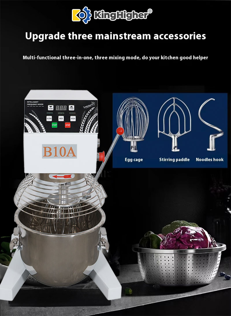 Three-in-one Attachments for Commercial Mixer – Egg Whisk, Paddle, Dough Hook