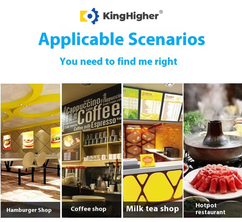 Applicable scenarios: hamburger shop, coffee shop, milk tea shop, hotpot restaurant