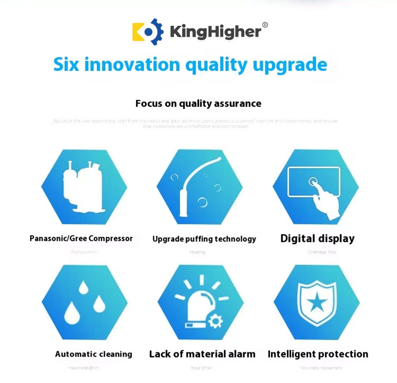 Six innovation upgrade icons for commercial soft serve ice cream machine