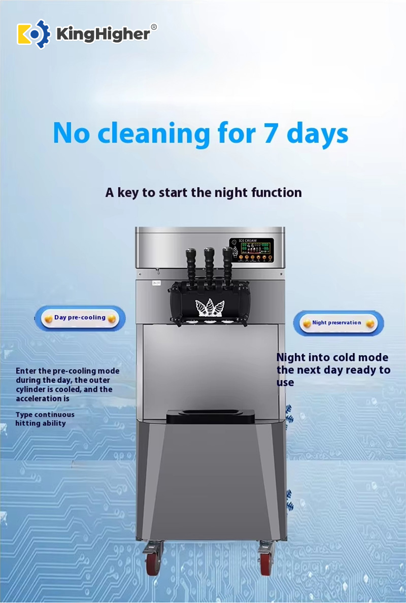 KingHigher soft serve machine night function pre-cooling mode for next-day readiness