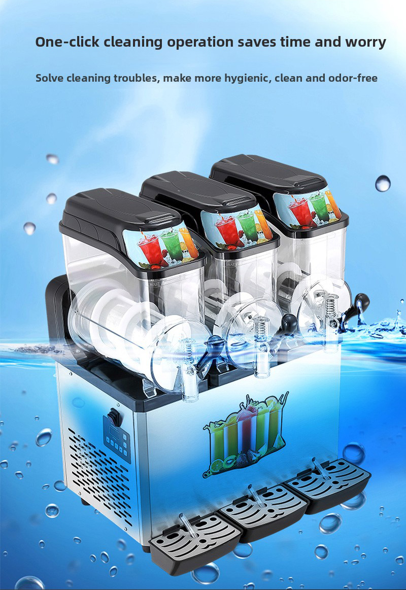 KingHigher triple-bowl slush machine one-click cleaning operation