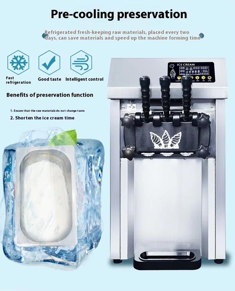 Pre-cooling preservation feature of countertop soft serve machine
