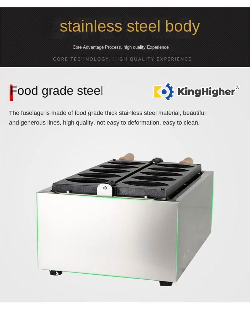 Food-grade stainless steel body detail – KingHigher waffle maker housing