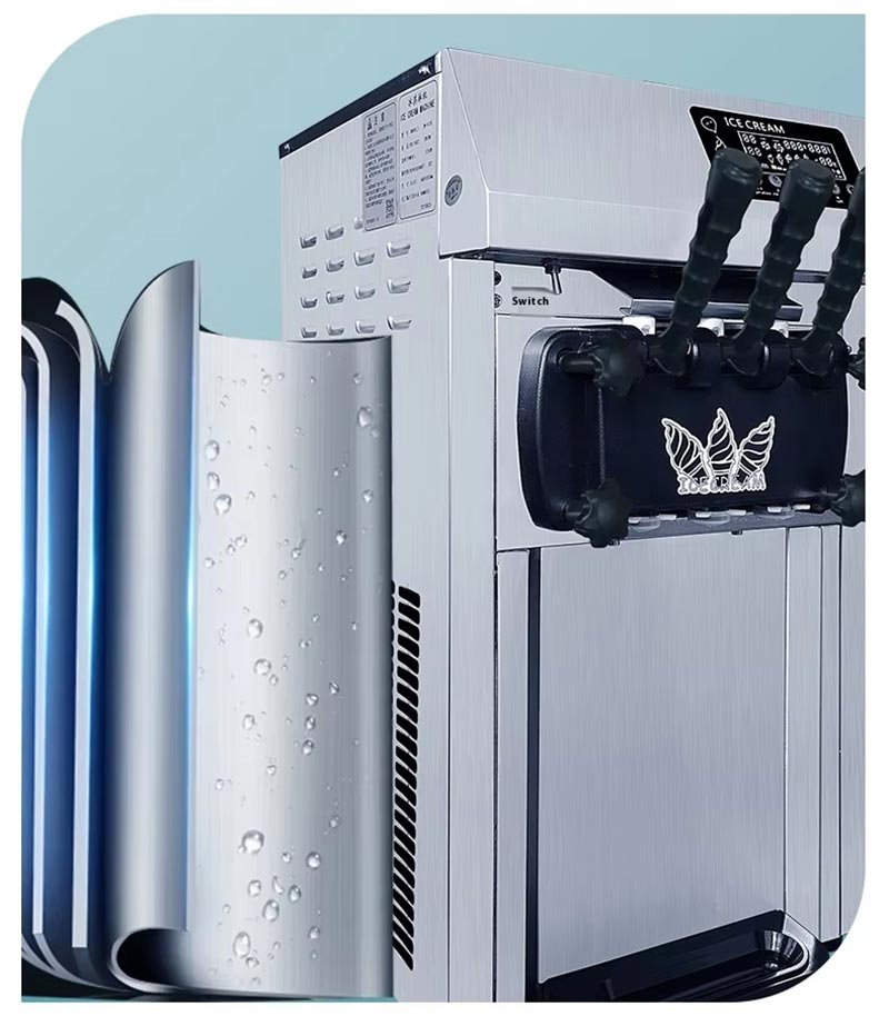 All stainless steel construction of soft serve ice cream machine