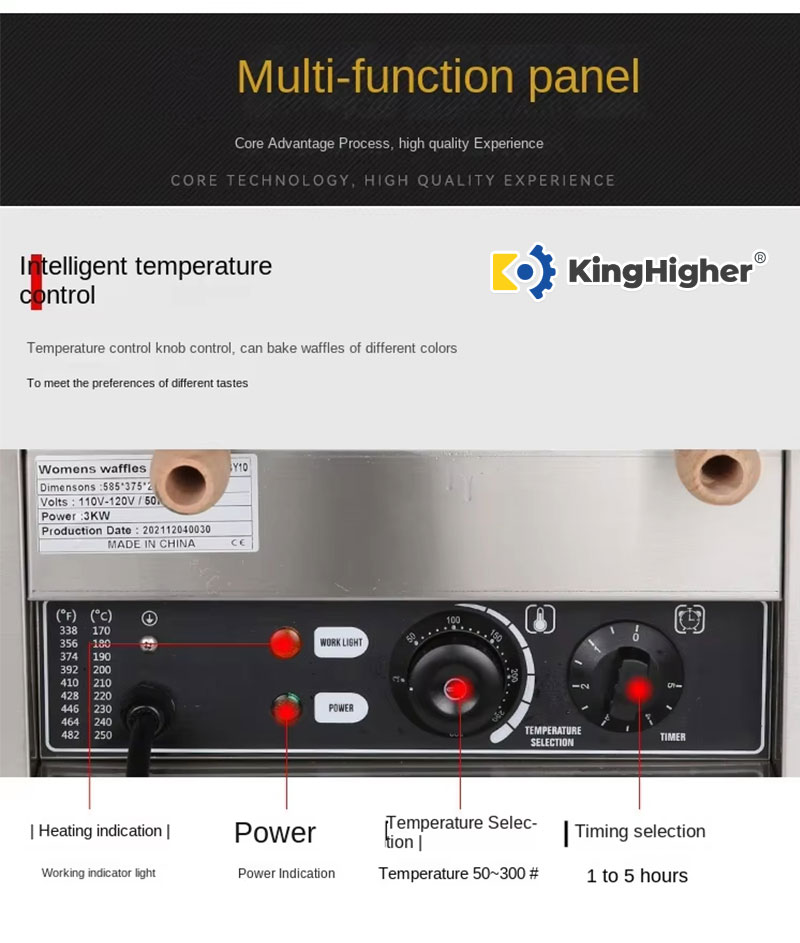 Intelligent temperature & timer knobs – waffle maker precision settings