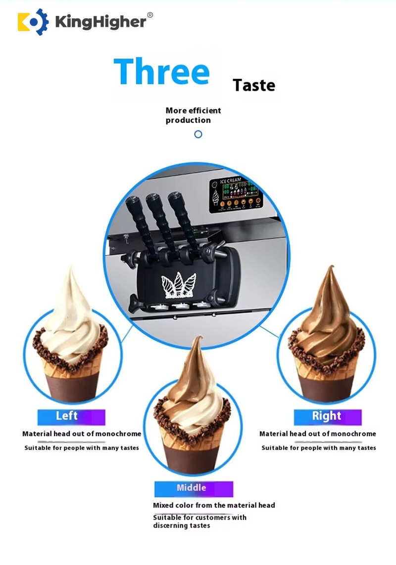 Three taste options left mixed right cones display