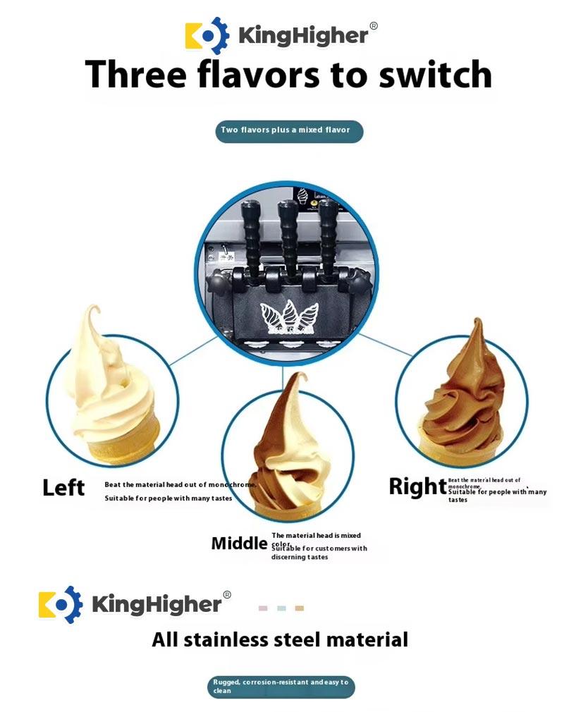 Three-flavor switch demonstration on soft serve machine