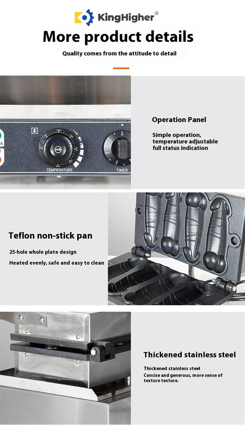waffle maker operation panel, non-stick molds, and thickened stainless steel base