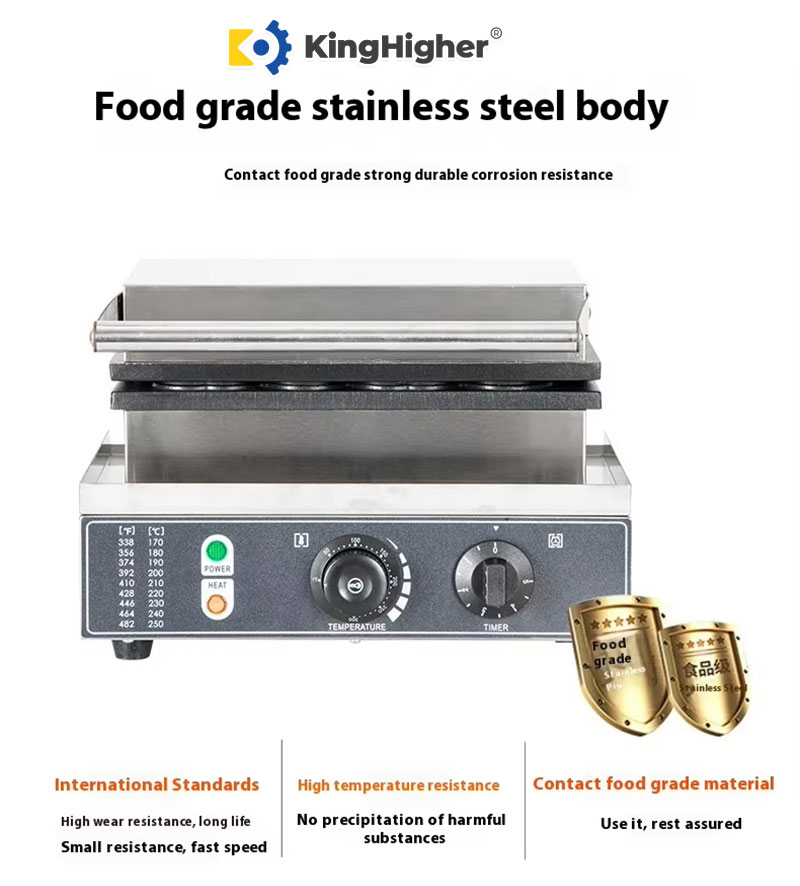 food grade stainless steel waffle maker body close up